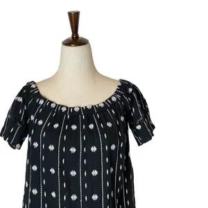 Topshop Dress Women 2 Black White Embroidered‎ Off The Shoulder Tunic Mini thumbnail 3