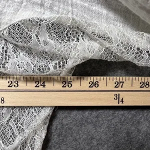 Hem &‎ Thread Ivory Lace Panel Gauze Button Down Shirt Large Boho Romantic Sheer thumbnail 7