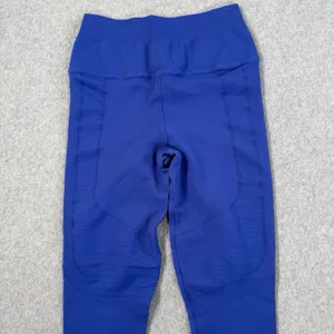 NUX Blue Ribbed Leggings Size Medium High Rise Active Stretch thumbnail 7