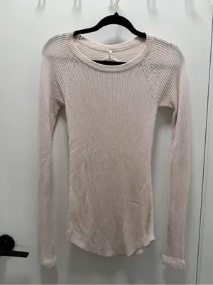 Lululemon Cabin Yogi Long Sleeve Light Pink Sweater Knit Top US 2 Cashmere Mix thumbnail 3