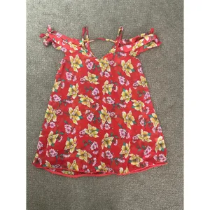 MIKEN Swim Cover-Up Dress 1X Poppy Red Citrus Floral Tie Straps Sheer‎ thumbnail 2