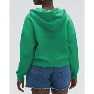 NWT Everlane Track 100% Organic‎ Cotton Full Zip Hoodie Crop Jade Green Size XXS thumbnail 2