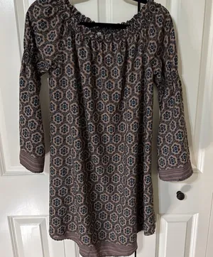 Gilli Made In America Brown Boho Dress Sz Medium. Poetic Sleeves. Cottage Core. thumbnail 1