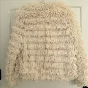 Lulus Cream Faux Fur Fringe Jacket thumbnail 5