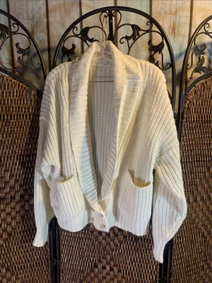 Anthropologie Cream Cardigan Size M thumbnail 3