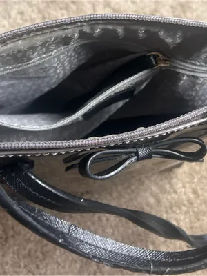 Kate Spade Sparkle Bow Tote Bag in Silver glitter tote thumbnail 7