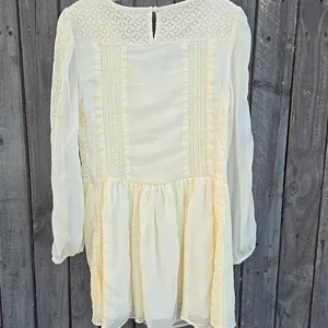 Free People Cream Lace Dress, long sleeve Size S thumbnail 3