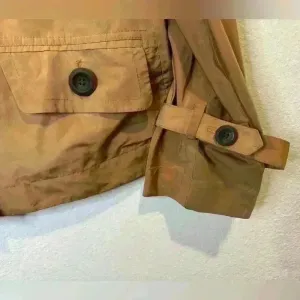Per Se Brown Gold Cropped Y2K Trench Jacket Sheen‎ Snap Button Size 6 thumbnail 5