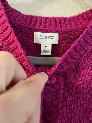 J. Crew Sweet Magenta Short Sleeve Slub Cardigan Sweater Top Size Medium thumbnail 3