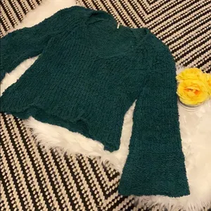 Free people bell sleeve loose cable knit sweater thumbnail 3