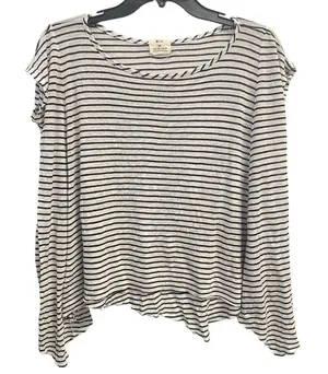 Urban Outfitters Pins and Needles Stripe XS Women's Raw Hem Swing Top Blouse‎ Oversized thumbnail 1