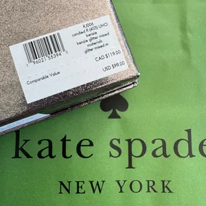 Kate Spade Card Holder Kenzie Metallic Saffiano Lunar NWT Bag Sparkle Silver thumbnail 5