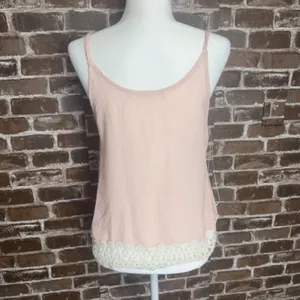 Liberty Love Spaghetti Tank Top Women’s Medium Pink White Lace 100% Polyester thumbnail 4