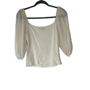 Anthropologie Sanctuary Size Small White Round Neck Puff Sleeve‎ Top thumbnail 4