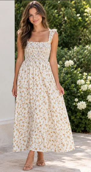 REFORMATION Linen Tavi Dress in floral Adagio Size S - $248. thumbnail 1