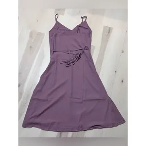 Lulus NWT Women Small Lavender Spaghetti Strap Side Slit Flare Mini Cami Dress thumbnail 3