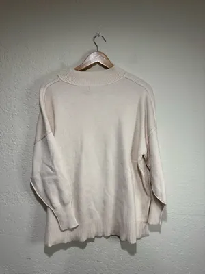 ZESICA Cream Ribbed Mock Neck Oversized Pullover Sweater - Large thumbnail 2