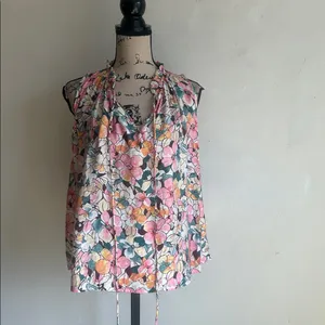 The Korner Floral Sleeveless Ruffle Collar Blouse Size Small NWT thumbnail 11