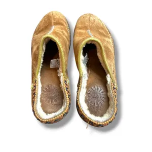 UGG Tasmina Clogs Womens 8 Chestnut Suede Shearling Lined Mules 5177 thumbnail 7