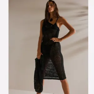 Free People Beach Swim Cover Catch Me‎ Fauxchet Midi Dress Crochet Large NWT thumbnail 3