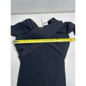 Abercrombie & Fitch Black Off Shoulder Sweater Dress NWT Midi Bodycon Elegant XS thumbnail 9