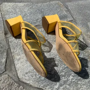 Lulus Saar Yellow Suede Block Heel Slides thumbnail 15