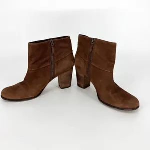 Cole Haan Nike Air Cassidy Ankle Booties Worn Leather Stacked Heel Brown 9.5‎ thumbnail 4