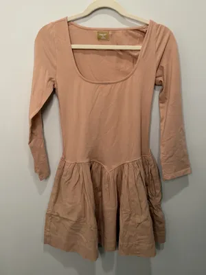 Free People Onda Long Sleeve Stretch Cotton‎ Minidress Taupe NWT Size Small thumbnail 2