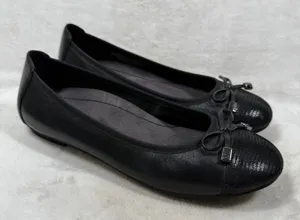 Vionic Minna Black Leather Ballet Flats Orthotic Arch Support Shoes Size 7 thumbnail 1