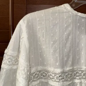 NWT $98 Free People White Ella Dot Peasant-Style Button Up Eyelet Blouse XS thumbnail 11