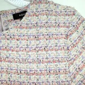 Aqua Rainbow Tweed Mini Dress Womens Small Pink‎ Multi Preppy Classic Feminine thumbnail 7