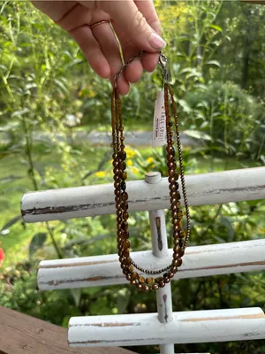 NWT Peyote Bird 3 strand tigers eye, copper, pearl necklace thumbnail 4