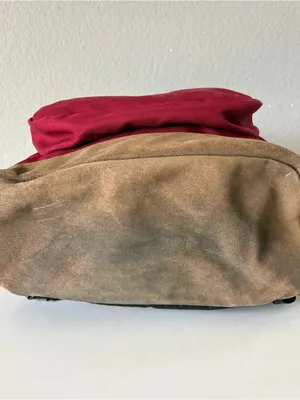Jansport Right Pack Red Backpack Brown Suede Leather Bottom Schoolbag 17"x12" thumbnail 4