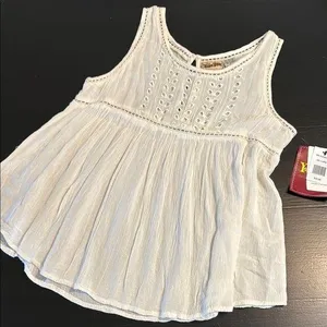 Yak & Yeti White Sleeveless Eyelet Top NWT thumbnail 1