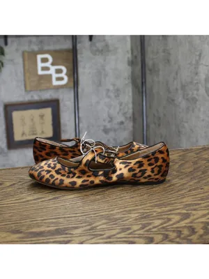 A New Day Tasmin Velvet Crisscross Strap Flats 94568227 Leopard Brown 7M thumbnail 7