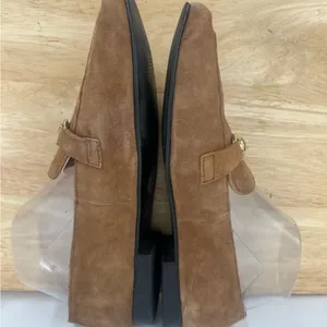 Hosis Brown Suede Loafers with Gold Accents thumbnail 15