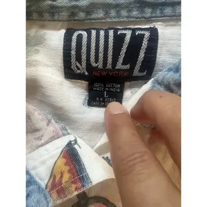 Quizz New York Woven Cotton Sleeveless Collared Button-Up Western Print Top L thumbnail 2