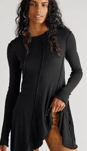 Free People Care Full Swing Asymmetrical Tunic - Black- Size Large thumbnail 1