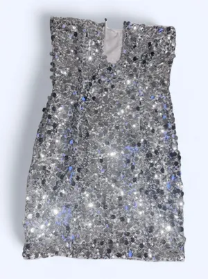 Silver Sequin Strapless Mini Dress thumbnail 1