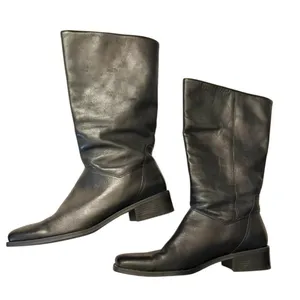 Vintage 1990's Naturalizer Black Leather Pull On Square Toe Boots sz. 8M thumbnail 1