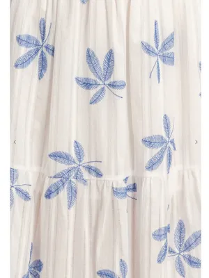 HYFVE Blue Botanical Vacation Tiered Maxi Skirt Side Slit Large thumbnail 5