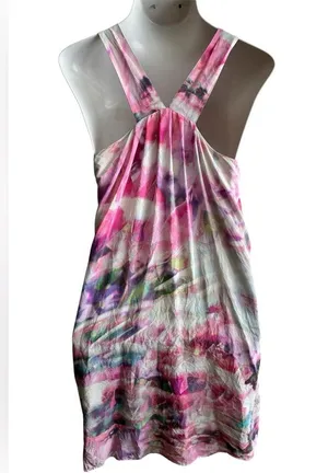 Cynthia Rowley 100% Silk Multicolors Abstract Dress 8 thumbnail 3