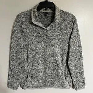 Eddie‎ Bauer Womens Gray Marl Sweater Fleece Snap Mock Neck Pullover Small thumbnail 1