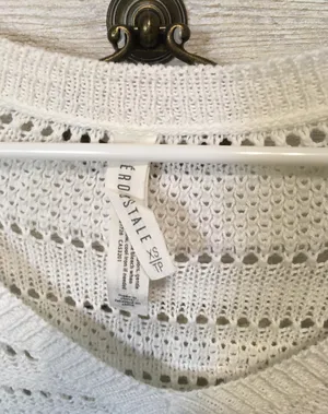 Aeropostale White Vneck Sweater thumbnail 3