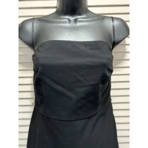 Express Black Embroidered Strapless Dress Size Medium Flare Zip Boning‎ thumbnail 2