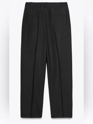 ZARA Full Length Wool Blend Pleated Trousers Black Size XL thumbnail 4