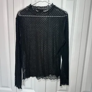 Ambiance‎ Mesh Top Womens 2X Black Polka Dot Sheer Mock Long Sleeve Whimsigoth thumbnail 5