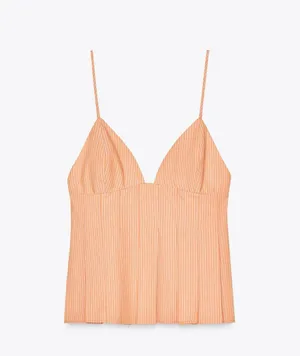 Zara Orange Striped Peplum Top thumbnail 2