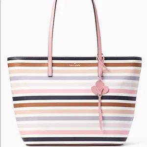 ⛔️SOLD⛔️Authentic Kate Spade leather stripes tote thumbnail 1