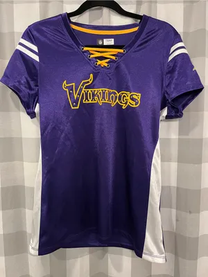 NFL Women's Lace-Up Football Tee - Purple & Gold thumbnail 1